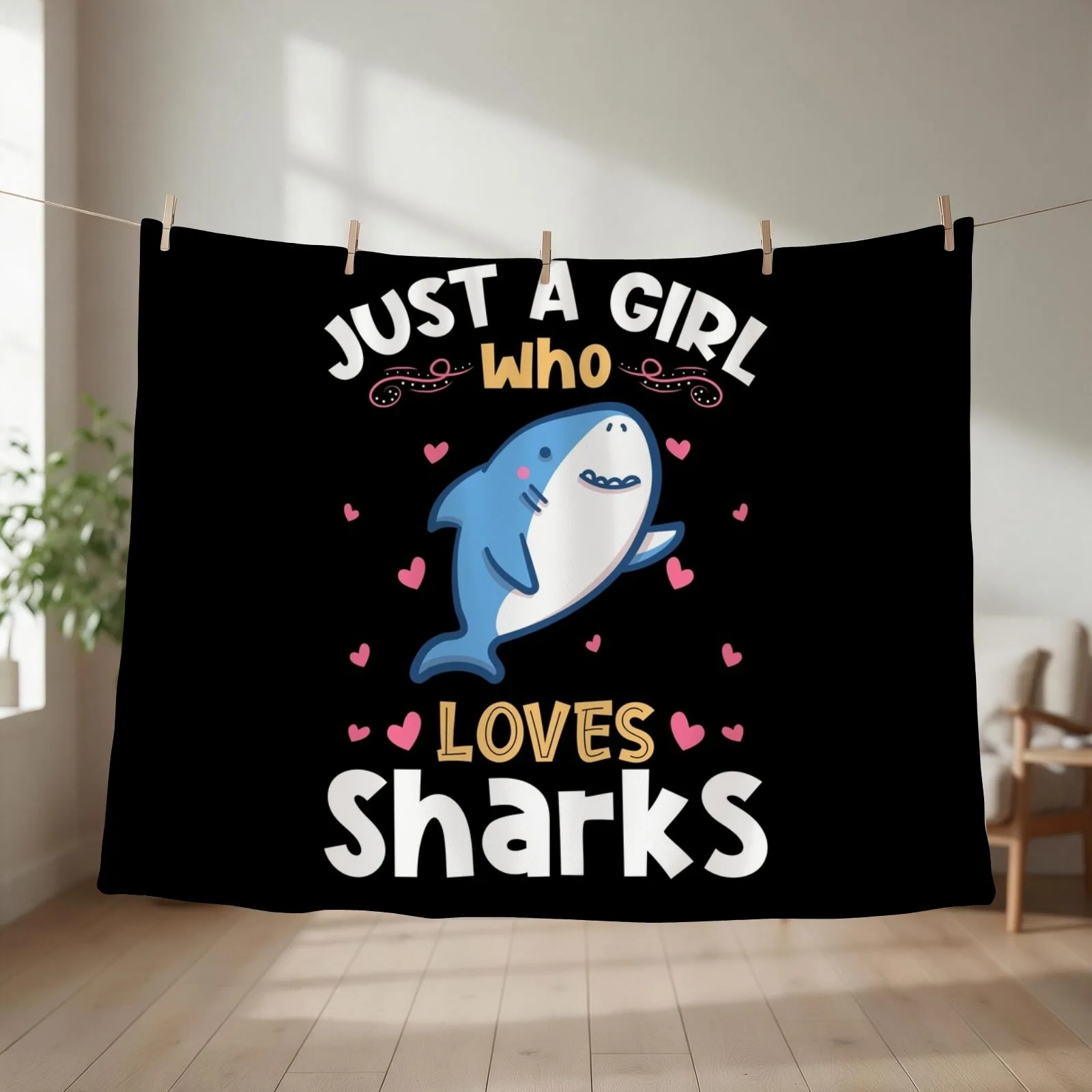 Just a Girl who Loves Sharks Diving Enthusiast Throw Blanket heavy to sleep Soft Plaid Quilt Stuffeds Blankets