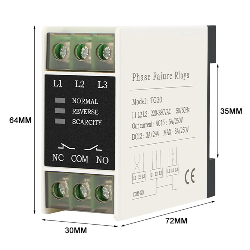 TG30 TG30S Relay Voltage Detection Relay Harsh Environments 30*72*64mm 50 60Hz Rated Frequency PC Flame-retardant Shell
