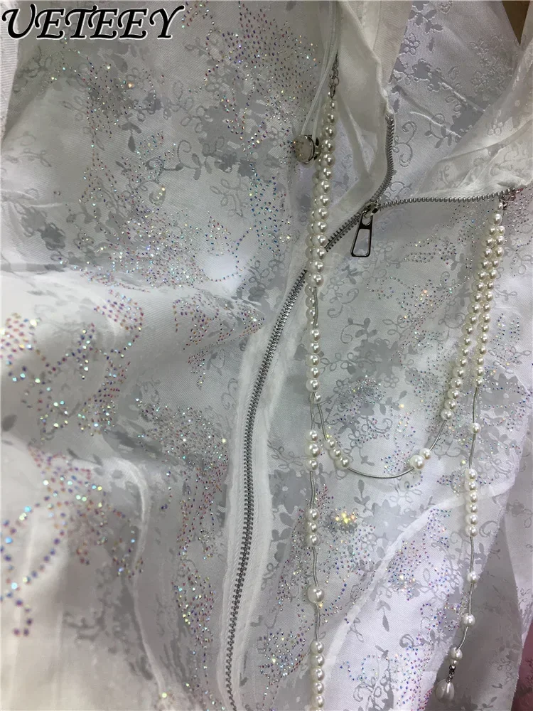 Hot Diamondครีมกันแดดเสื้อผู้หญิงBreathableลูกไม้สั้นเสื้อด้านบน 2025 ฤดูร้อนใหม่อเนกประสงค์เครื่องปรับอากาศCardigan Top