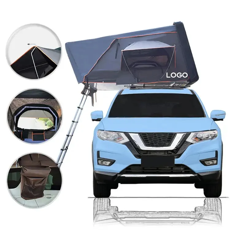 Outdoor waterproof 2-4 person hard shell roof tent folding camper roof tent