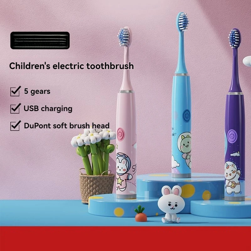 Children\'s Electric Toothbrush Sonic Soft Bristles Protect Teeth Gum Cleaning Ultrasonic Waterproof Rechargeable Toothbrush