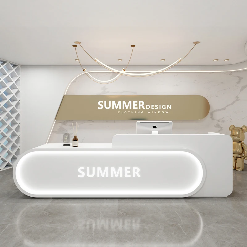 

Угловые изогнутые стойки ресепшн: минималистичный дизайн, для салонов красоты, простые современные стойки, стильная мебель