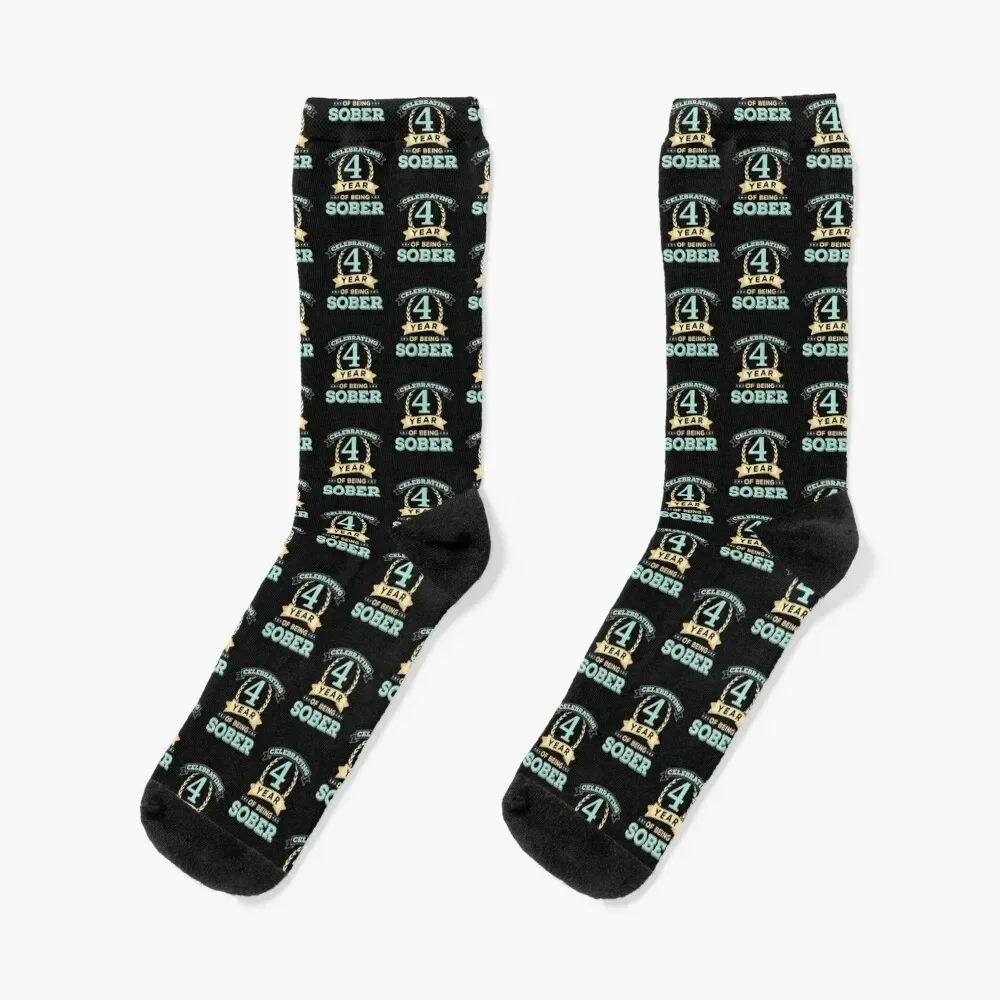 I have been sober for 4 year print celebrating sobriety Socks designer New year's sheer Socks For Man Women's