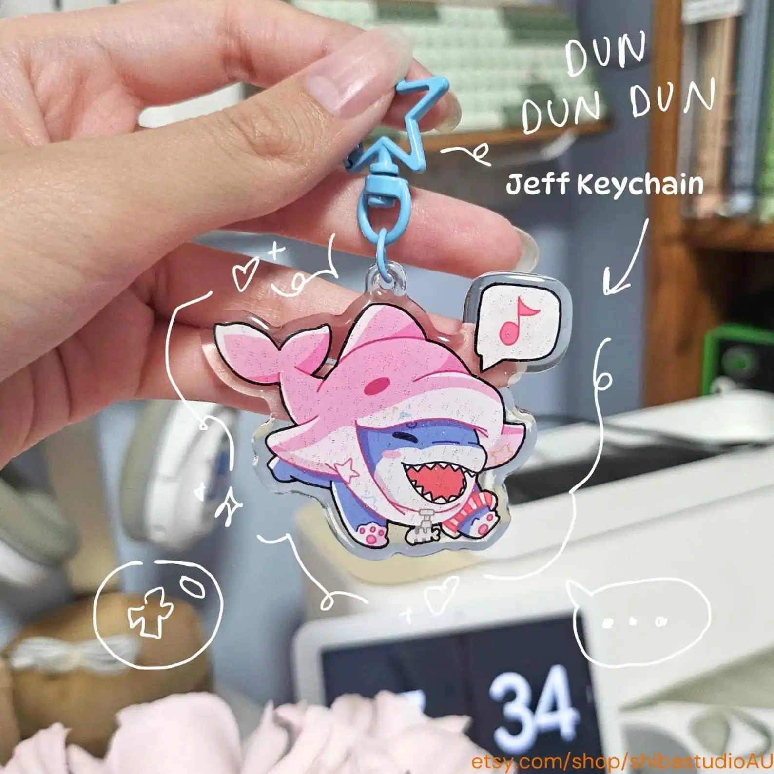Marvel Rivals Jeff the land shark Acrylic Keychain Collection Toys Gift for Friend