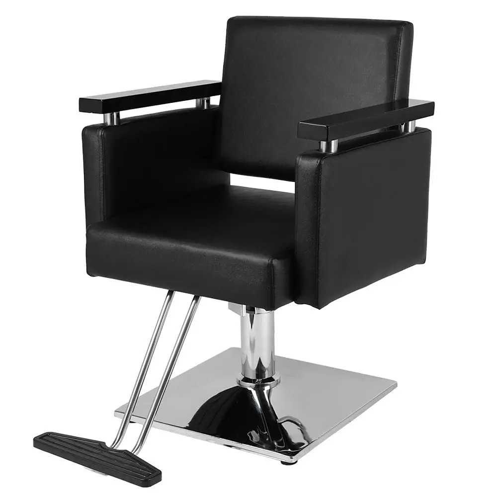 

High-end Hair Salon Furniture Armchair Can Rotate and Lift Stainless Steel Black Metal Men's Barber Seat Chair