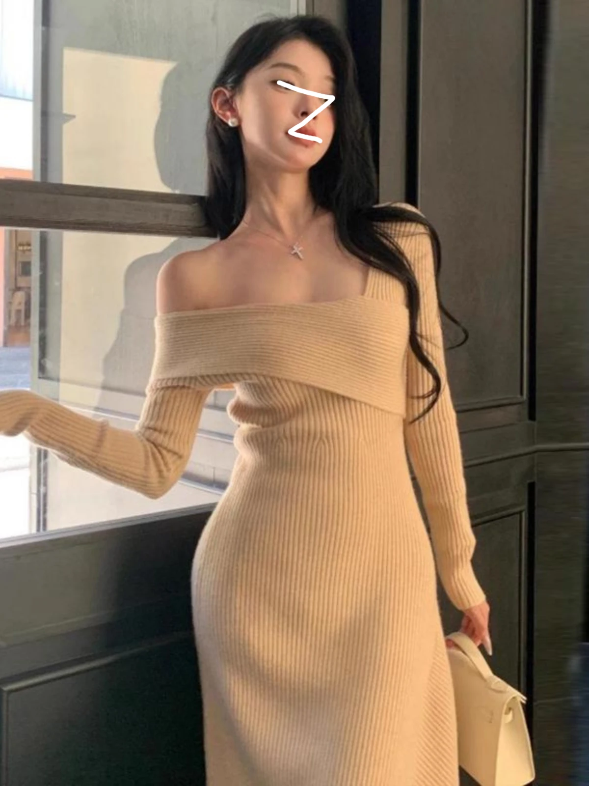 

Ele Knitted Long Sve Wrap Dr Женская облегающая юбка с высокой талией Fi Tail Pure Desire Spicy Lady Осень Зима Новая S...