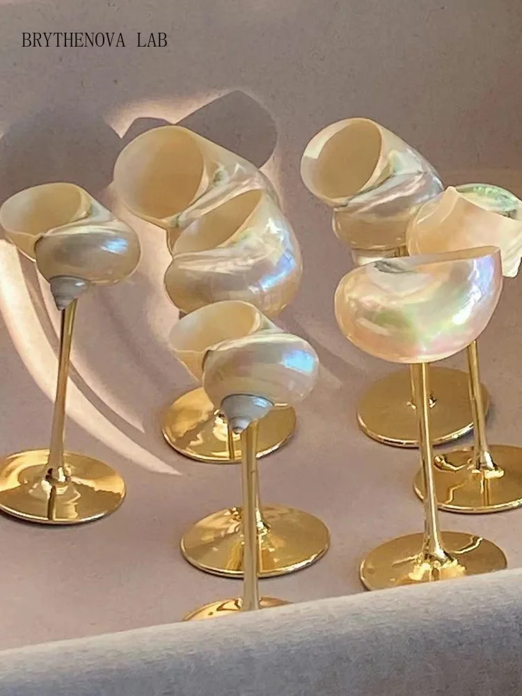AhunderJiaz Retro Couple Seashell Wine Cups | Handcrafted Conch Gift Set | Coastal Romantic Decor | New Year Anniversary Present