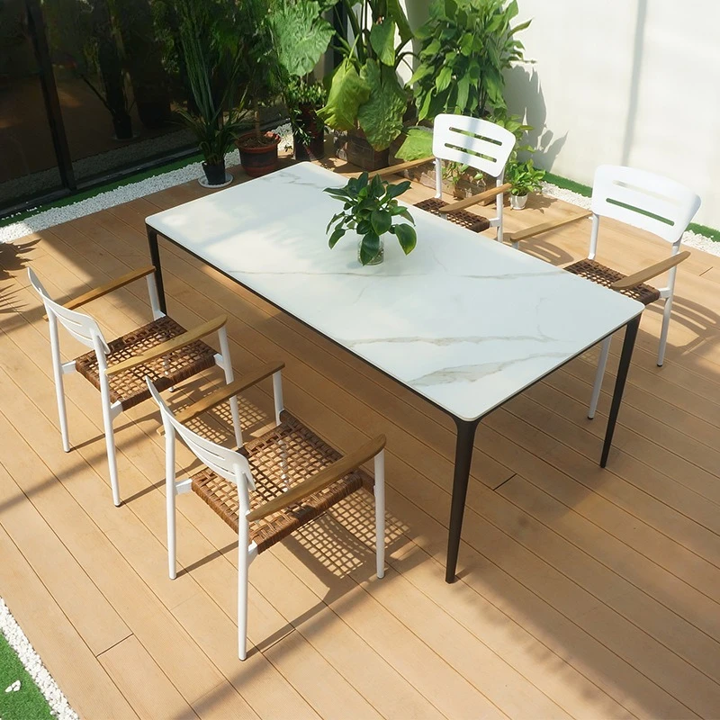 

Simple outdoor leisure rattan chair outdoor courtyard garden hotel wrought iron coffee table and chair combination furniture