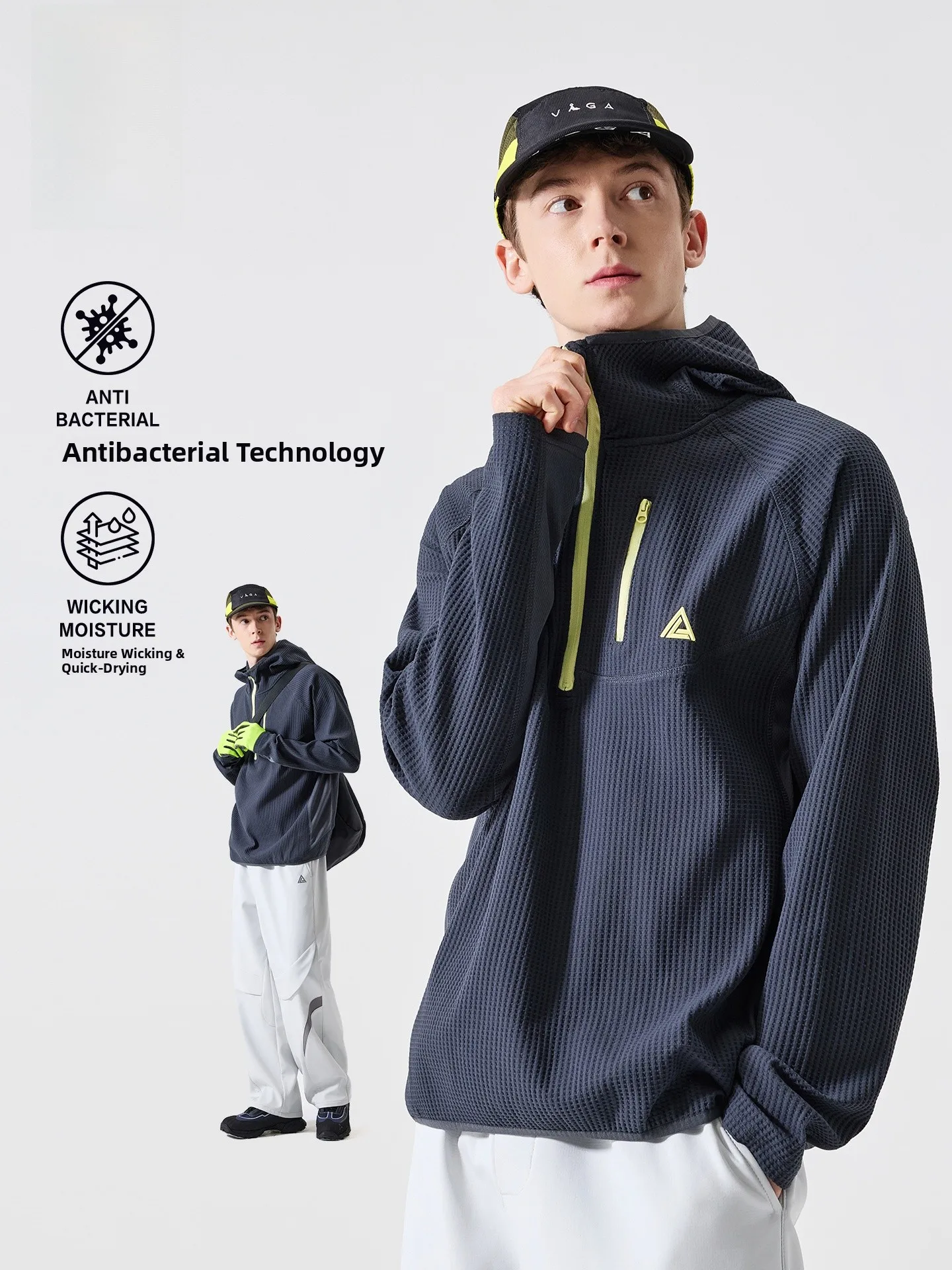 LAZY DAY Outdoor Sports Long Sleeve T-Shirt Men's Loose Casual Top Half Zipper Moisture Wicking Quick Dry Standard Fit Polyes...