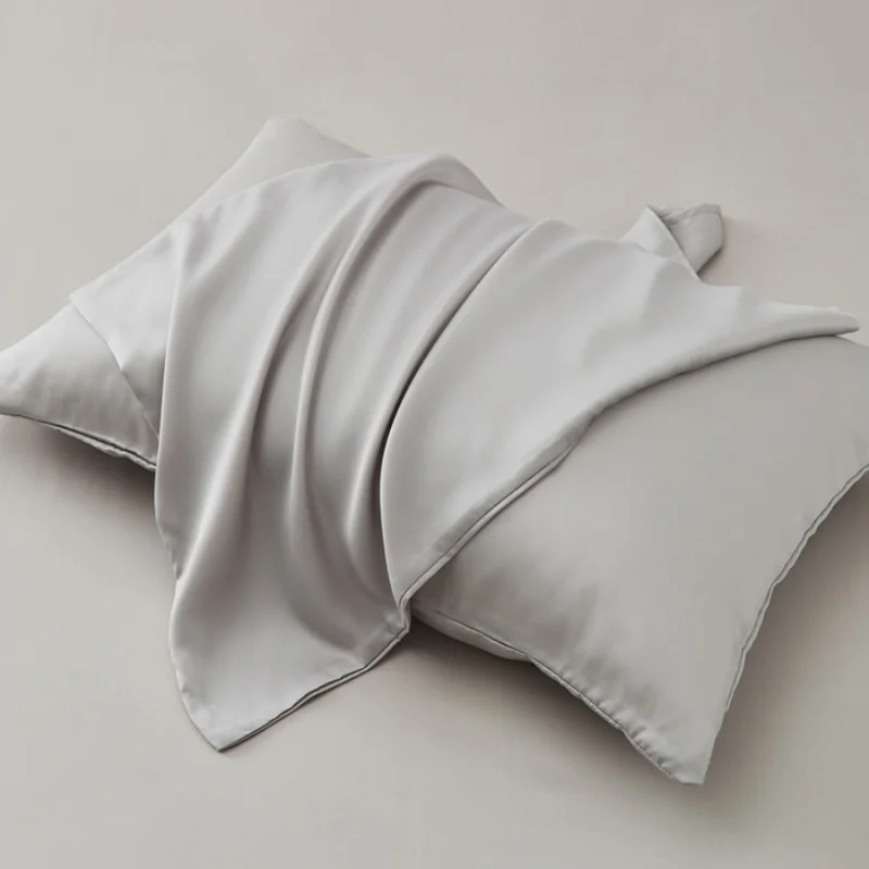 2pcs Lyocell Fiber Pillowcase Silky Smooth Cool Feeling Pillow Cases Breathable Solid Pillow Cover For Home Hotel Summer 50*75cm