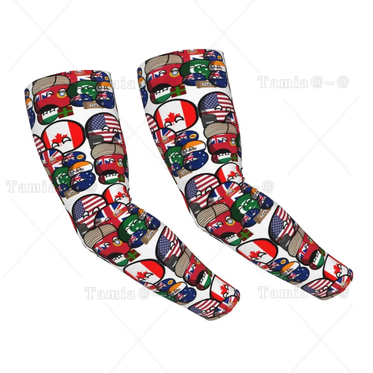 

Custom Polandballs Countryballs Cartoon Art Comics Cooling Arm Sleeves for Women Men Sports Running Tattoo Cover Up