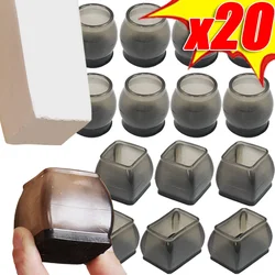 20/4PCS Silicone Chair Leg Caps Furniture Protector Pads Sleeve Wear-resistant Reduce Noise Black Transparent Table Plugs Cover