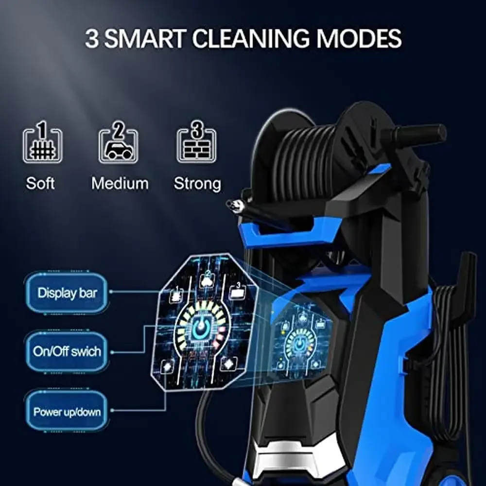 Electric Pressure Washer 4500 PSI 3.2 GPM Smart Control 3 Levels Adjustment 1800W Motor High Pressure Hose Auto Stop System 5