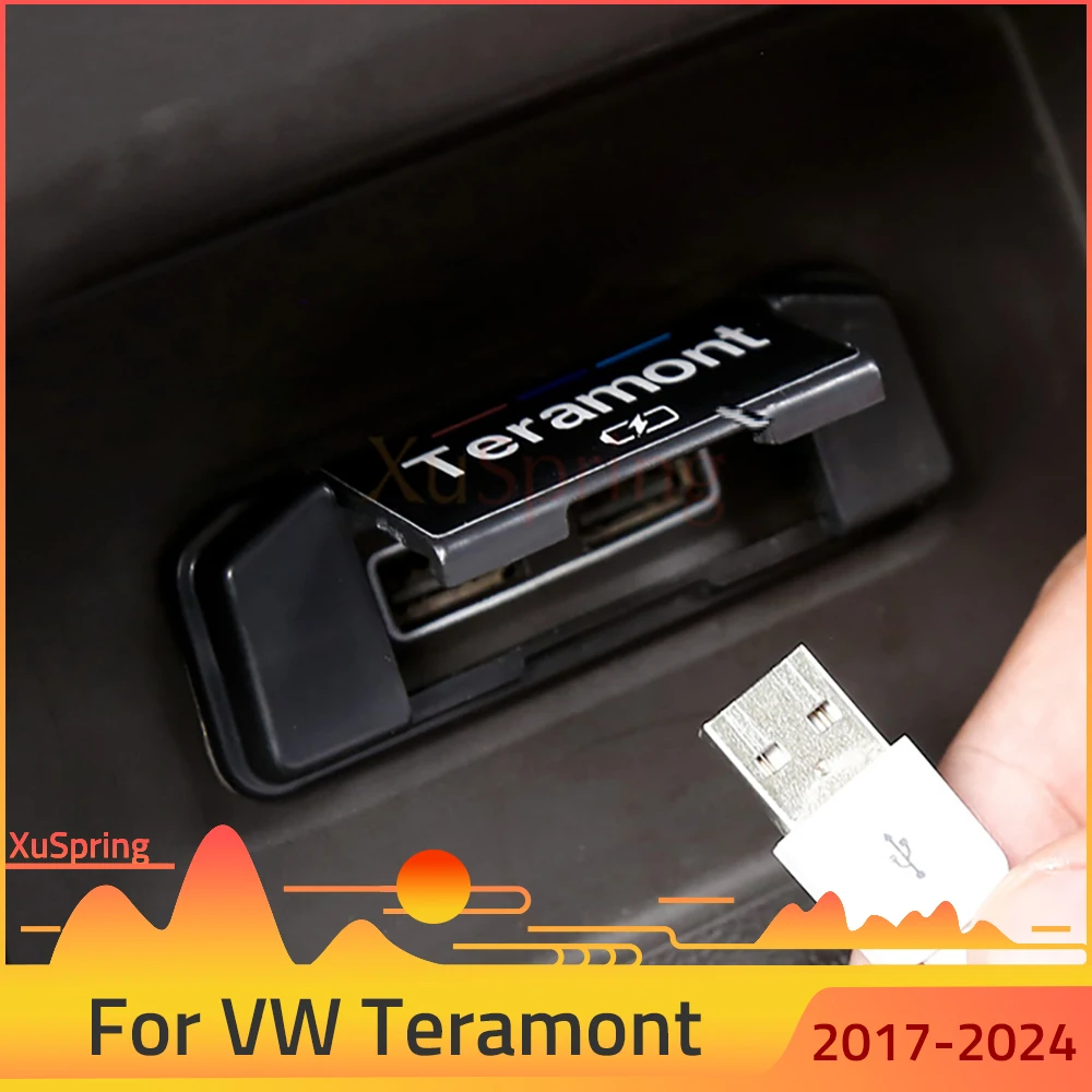 Car Rear Console Center USB Equip Charging Port Protective Cover Dust-proof Frame for VW Teramont 2017-2024