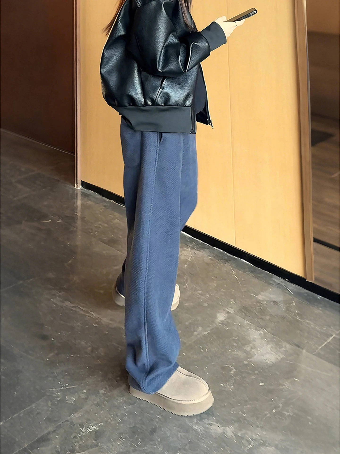 

Retro Deep ey Straight Leg Sweatpants Men's Winter Thiened Fce Fitn Sports Trousers ain Pattern Casual Pants