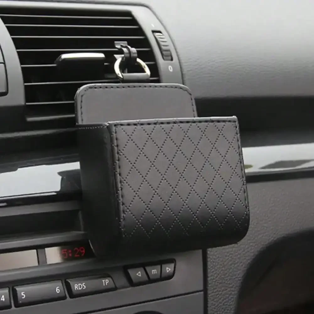Add to Wish List Car Air Outlet Storage Bag, Mobile Phone,Key, Sunglasses,Ventilation,Household,Hanging Leather Organizer Box
