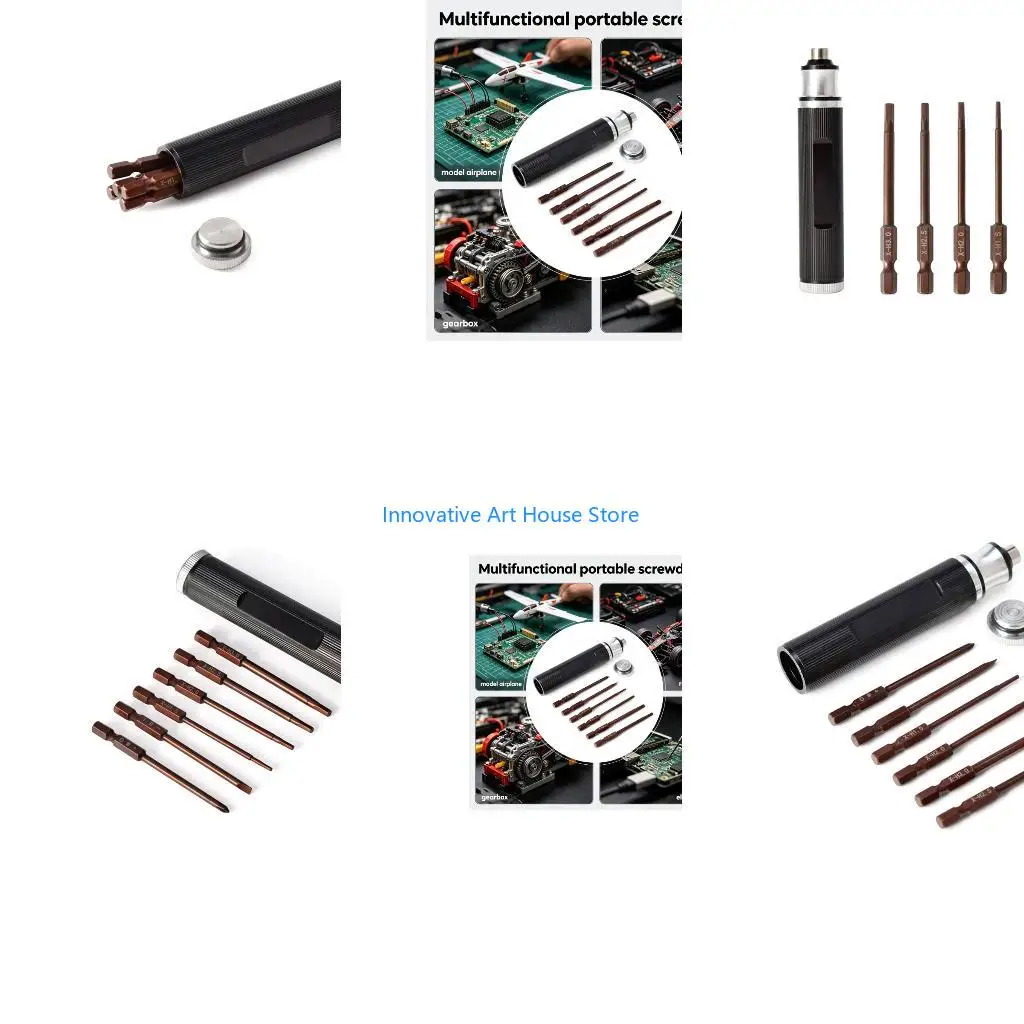 E1PC Remote Model Repair Precisely Screwdriver Set with 6 Interchangeable Bit, Grooved Grip for Small Screw Maintenance Tasks