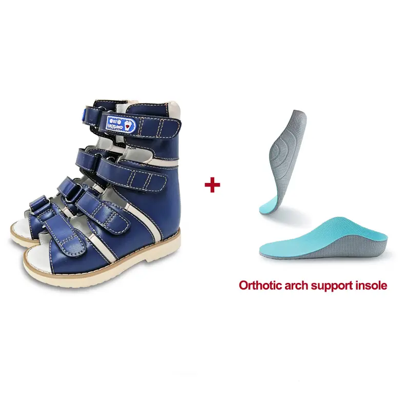 Ortoluckland Children Boys Sandals Toddler Orthopedic Leather Shoes HighTop Kids Blue Corrective Clubfoot Bootie 2 to 14 Years O - Image 7