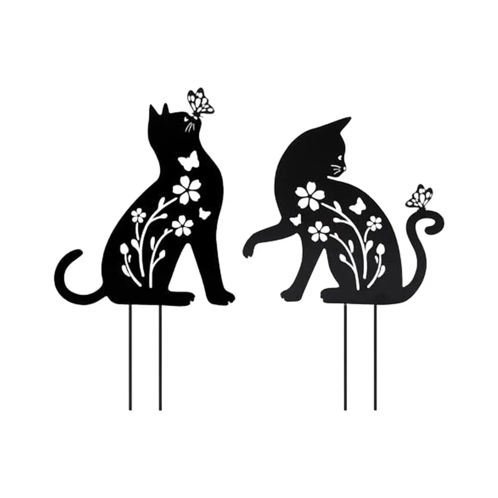Charming /Black Cat Garden Ornaments - Solid Metal Decor For Feline Lovers /Custom Cat Breed Memorial Stake Garden