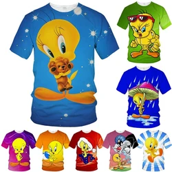 Hot selling summer fashion trend T-shirt 3D printed cute little duck print pattern casual and comfortable round neck top