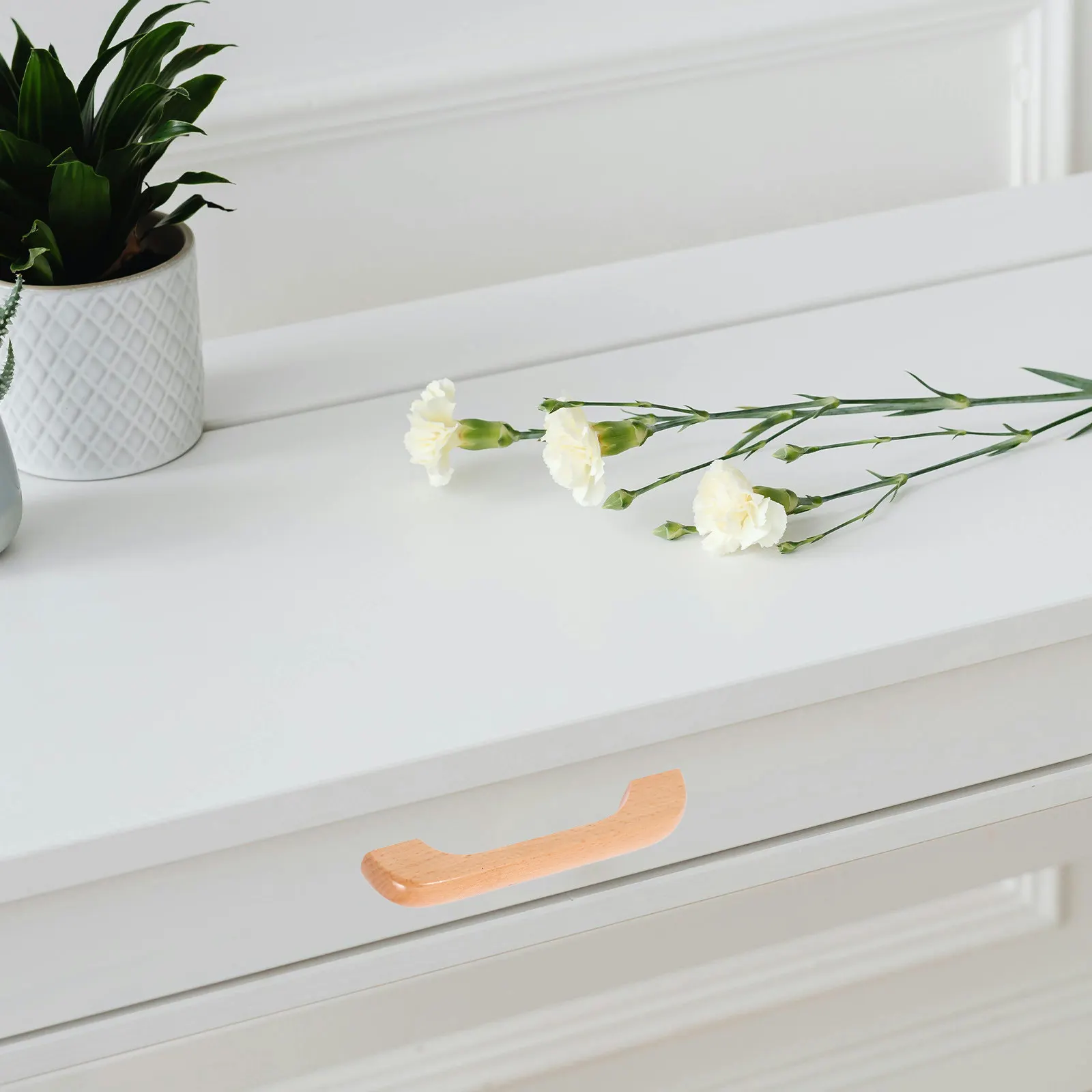 Solid Wood Drawer Pull Unfinished Natural Finish Handcrafted Cabinet Handle for Kitchen Dresser Wardrobe Cupboard Furniture