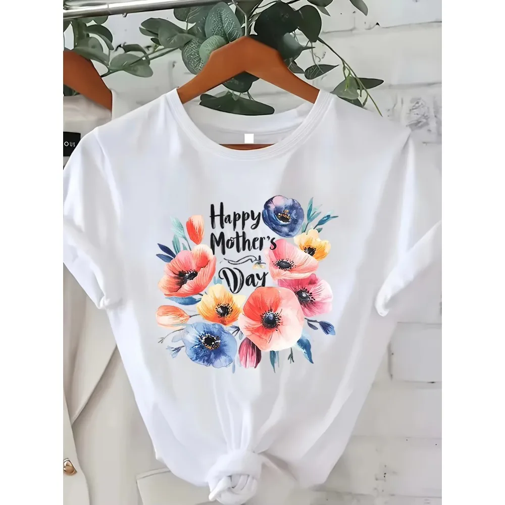 Happy Mother's Day Men Women T-Shirt Tulip Floral Print Casual Tee Mother's Day Gift for Mom Harajuku Tops Y2k Top Gothic TShirt
