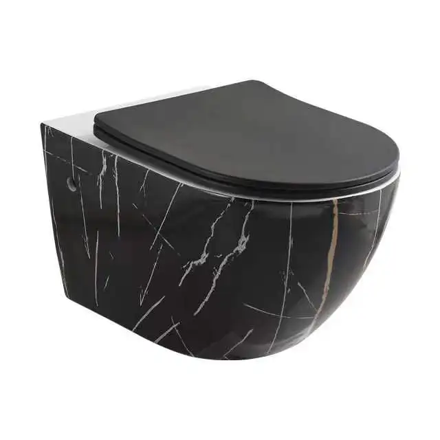 Modern Luxury Sanitary Ware Wc Mounted Bowl Matt Black Wall Hung Toilet Ceramic Tankless Rimless Wall Hung Toilet