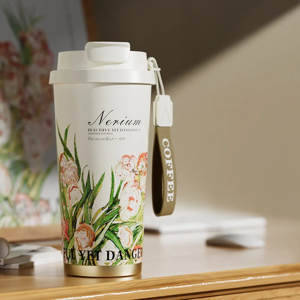 

520ML Ceramic Coated Coffee Cup Insulation Or Cooling Keeps Both Hot and Cold Vacuum Cup With Lifting Rope
