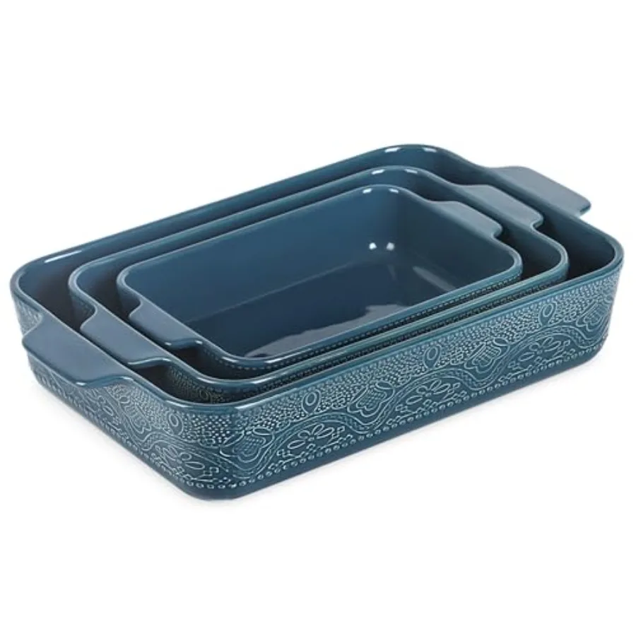 

Ceramic Baking Dish Set of 3, Casserole Dishes for Oven, Ideal for Baking, Stewing, Roasting, and Holiday Feasts. The Gift for