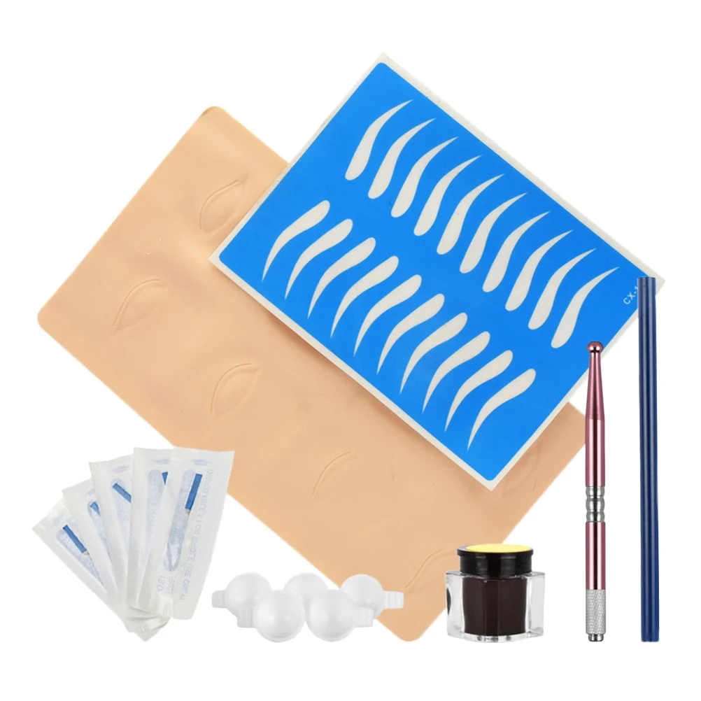 

Round Head Pen Set Microblading Tool Kit for Eyebrow Embroidery Practice Skin Included Manual Tattoo Pen Compact Lightweight