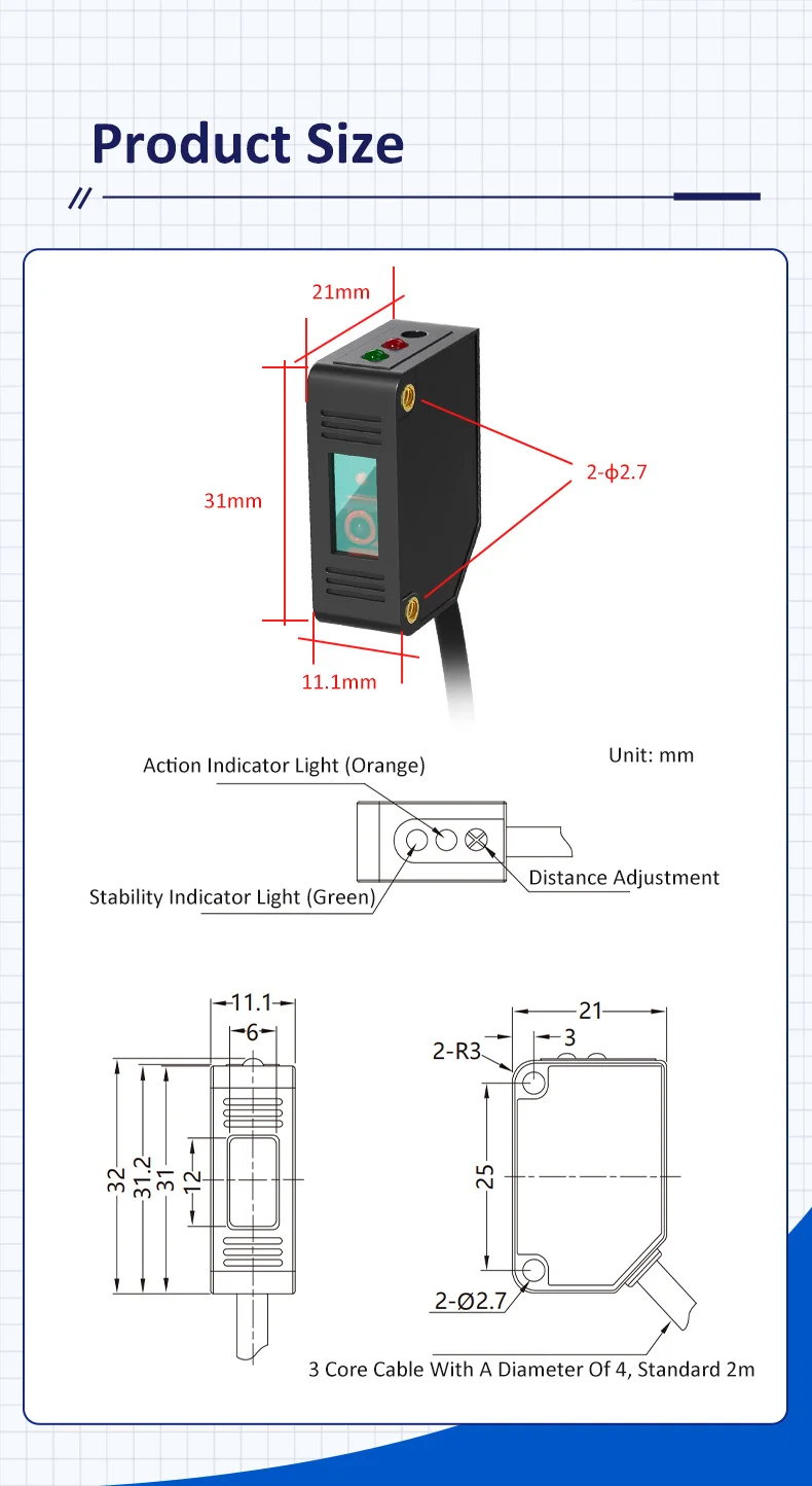 FJNS10-30NF-C Erkennungsabstand 300 mm Photoelektrischer Infrarotsensor Schalter Entfernungsmessung Lasersensoren – Detail 8
