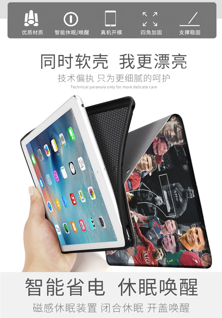 Football Superstar R-Ronaldo Case For iPad 10.2 7th 8th Air 1 2 3 Mini 2 3 5 Case Luxury Silicone For iPad Air 4 iPad Pro11 Case