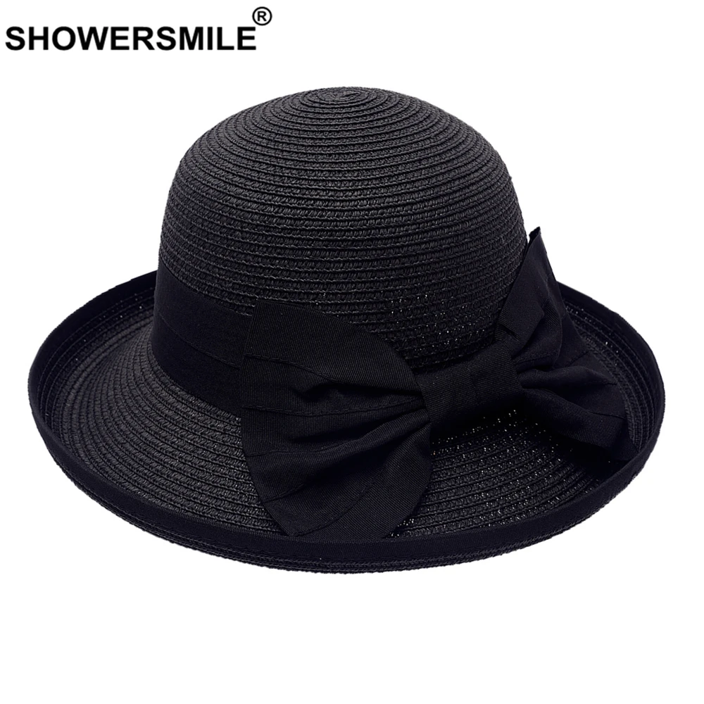 SHOWERSMILE Mùa Hè Mũ Lưỡi Trai Phong Cách Anh Quốc Nữ Hat Nơ Trắng Đen Hồng Hải Quân Màu Be Nữ Fedora