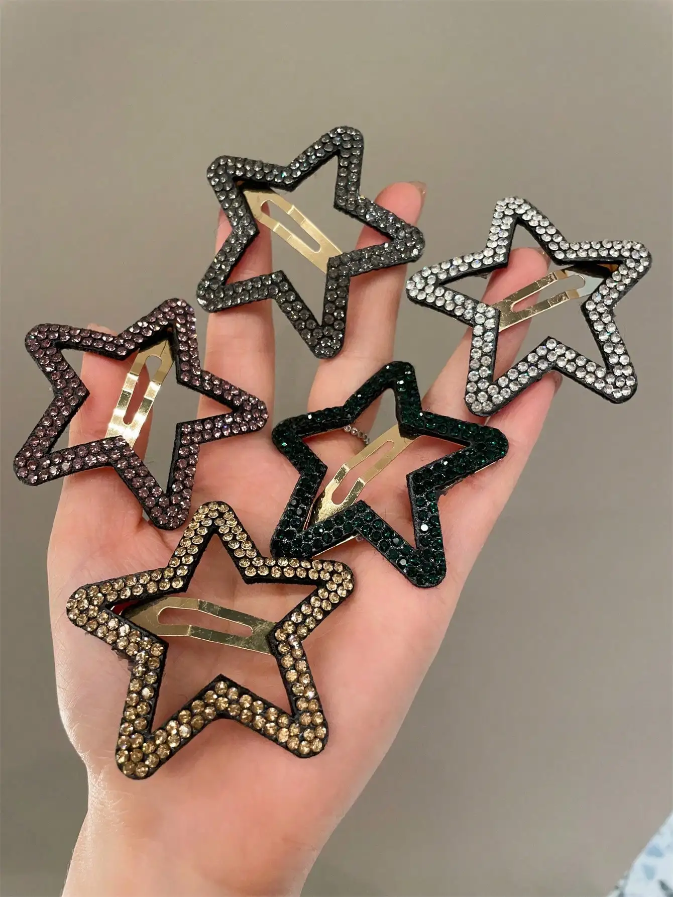 5 spinek do włosów dla kobiet pełna diamentowa pięcioramienna gwiazda spinka do włosów z tyłu głowy złamane włosy wykończenie nakrycia głowy chwyć klip rhinestone hairp