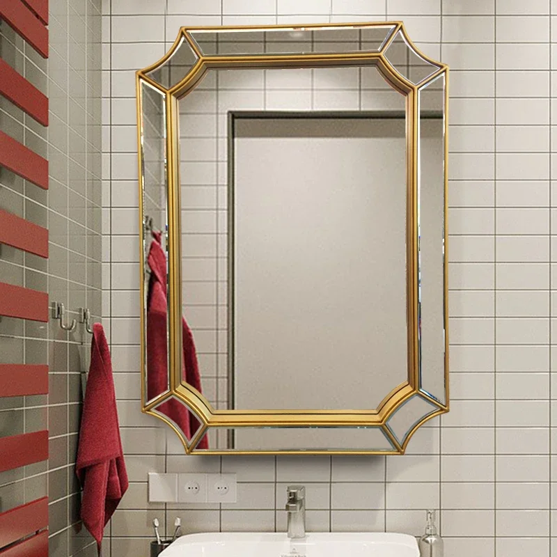 Large Bathroom Mirror Vanity Luxury Irregular Golden Shower Mirror Aesthetic Espejo Cuerpo Entero Home Improvement