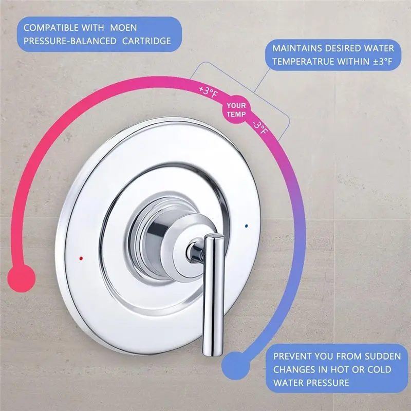 A67P-Replacement For Moen T2901 Posi-Temp Valve Trim Kit Chrome,Shower Handle Replacement