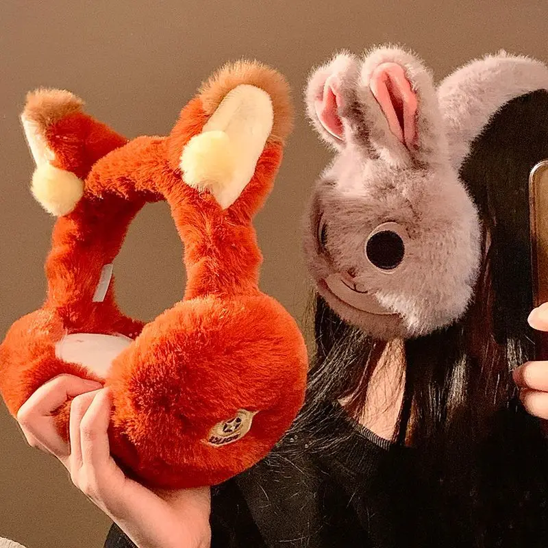 Disney Judy Nick น่ารัก Plush Earmuffs Creative Animation อุปกรณ์ต่อพ่วง Kawaii อบอุ่นขี่จักรยาน Antifreeze Earmuffs กระเป๋าหูขายส่ง