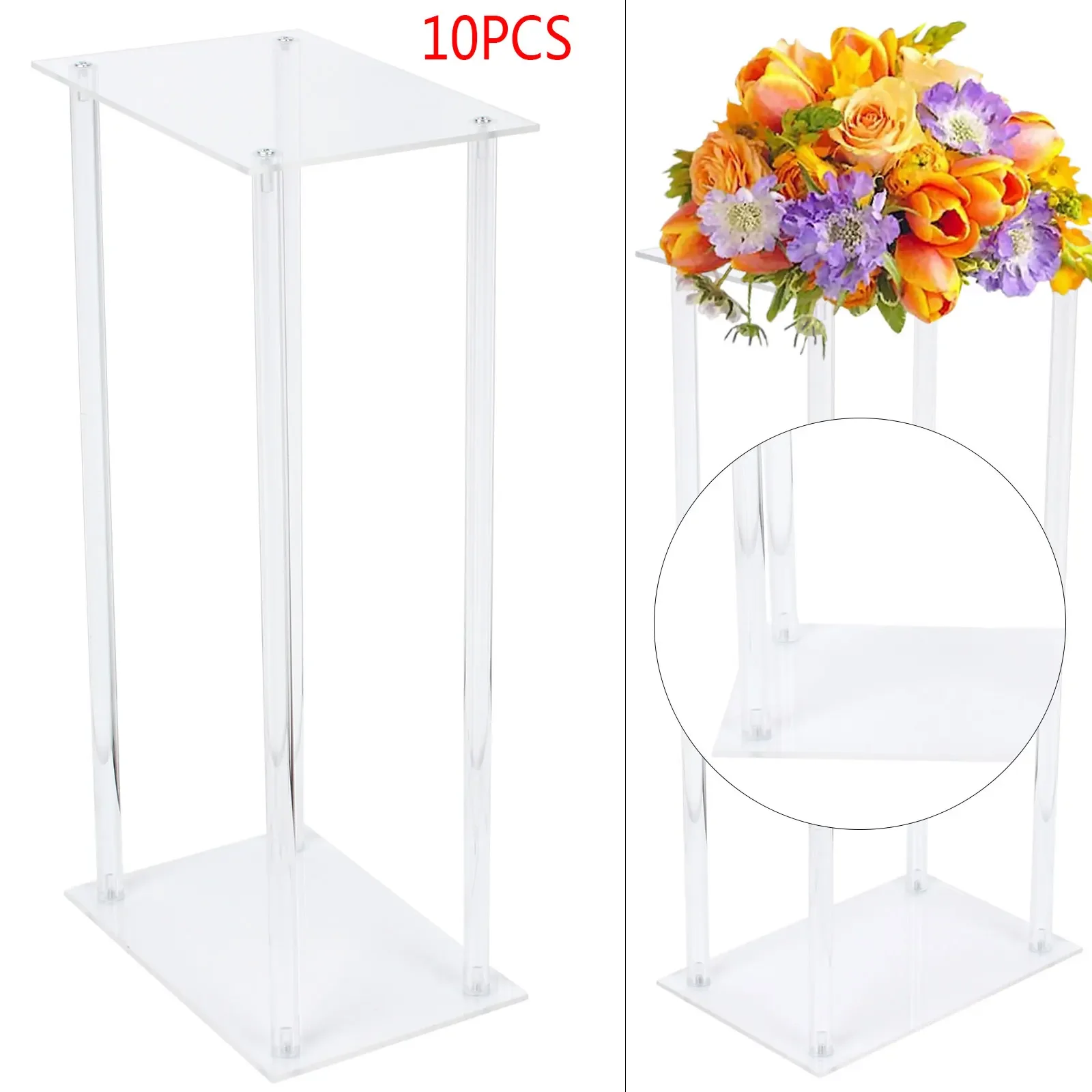 Acrylic Flower Vase 10 Pack Clear Centerpiece Stand for Wedding Reception Table Decoration Clear Display Rack Luxury Floral