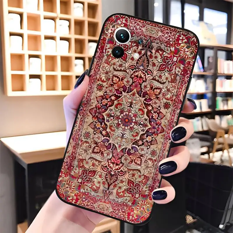 Persian Carpet Floral Pattern Phone Case Funda For Redmi Note 11 11E 10 9 8 7 Pro 10T 8A 9S 8T 7A 9A Plus Shockproof Back Cover