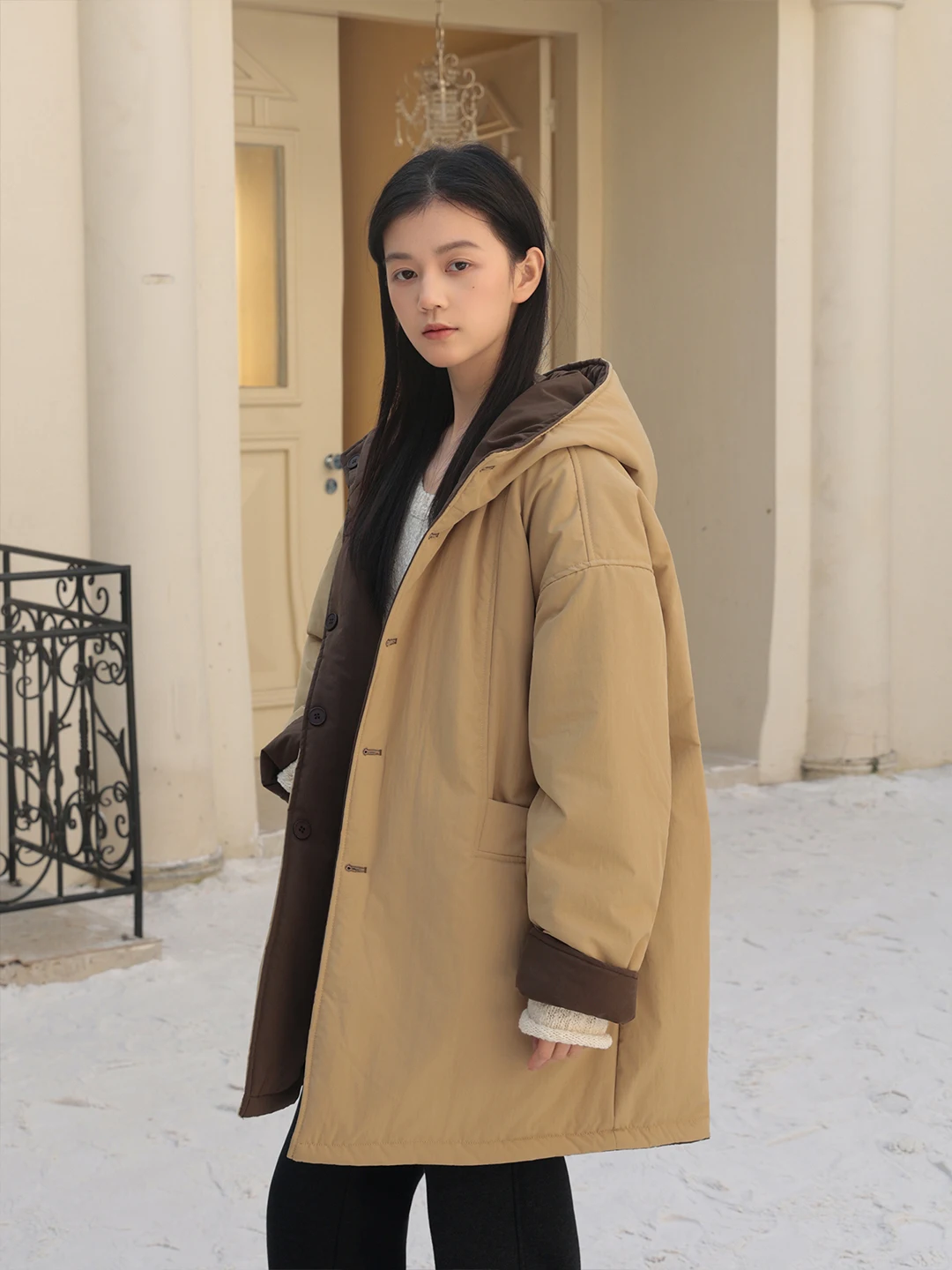 

Женское пальто Maang Premium Cotton Jaet с капюшоном, средней длины, зимняя верхняя одежда, комфортное повседневное, китайский бренд