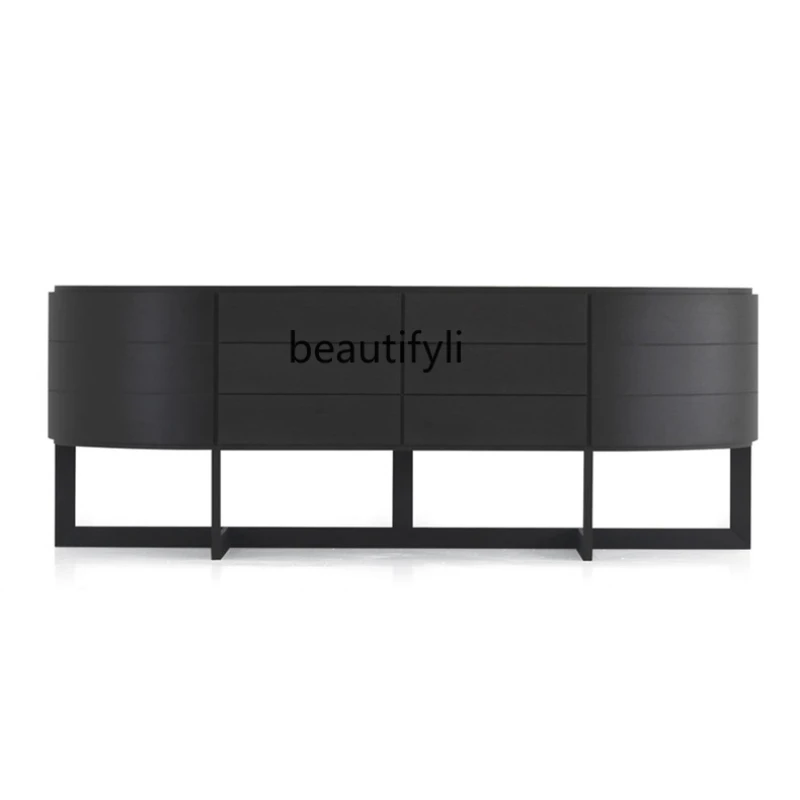 

yj Personality Creative Fashion Sideboard Cabinet Arc Sideboard Cabinet Entrance Cabinet Black Oak Modern Sideboard Cabinet