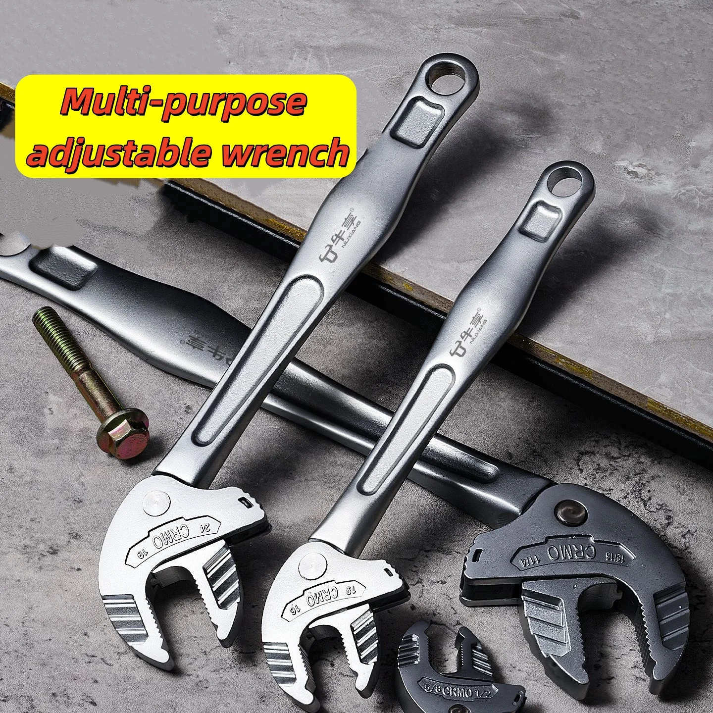 Self-Locking Spring Large Opening Thickened Non-Slip Multi-Functional Quick Ratchet Crab Claw Wrench for Auto Pipe Manufacturing