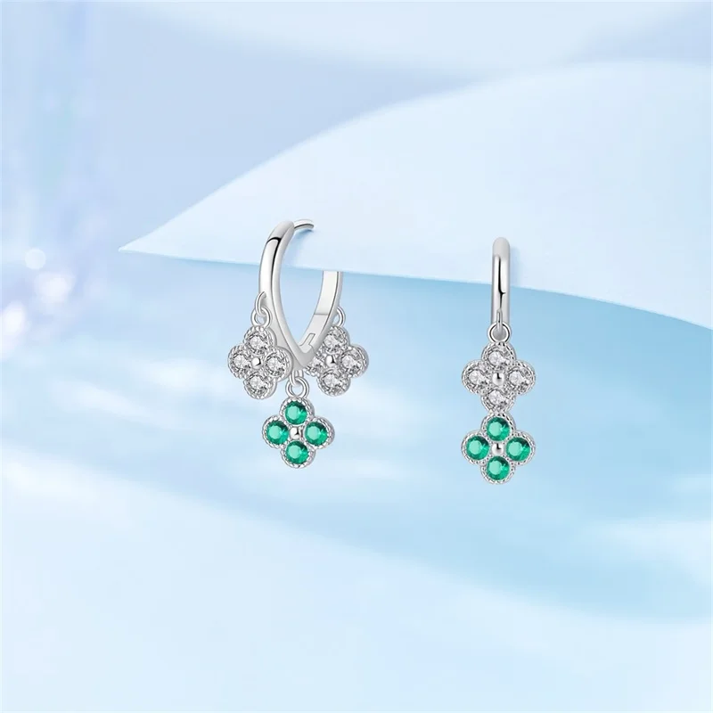 New 925 Sterling Silver Sparkling Zircon Four-Leaf clover Women Earrings Brilliant Wedding Engagement Star Earrings Jewelry Gift image 19