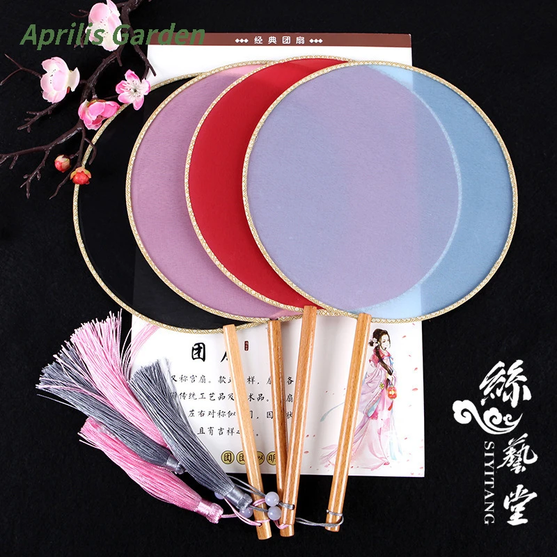 3D Silk Art Hand Fan Diy Fan Dance Fan Hanfu Woman Fan Eventail A Main Vintage Wedding Favors And Gifts Golden Bambu