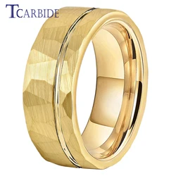 Dropshipping 8mm Hammer Finger Ring Men Women Cool Tungsten Wedding Band 3 Colors Available In Stocks Comfort Fit