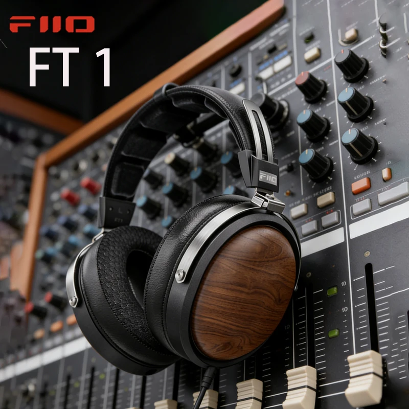 FiiO FT1 New Version Wired Over-Ear Headphones Closed-Back Hi-Fi Audiophile Headset American Walnut Ear Cups for Studio Music