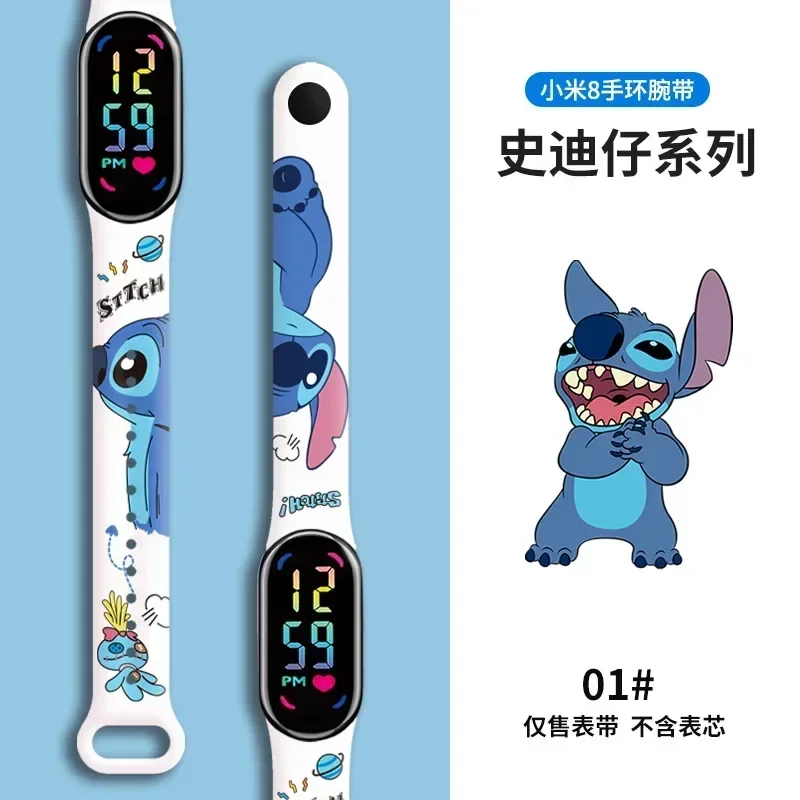 Bracelet de montre Stitch Disney pour garçons et filles, bracelet de montre Mi Band 8, accessoires de montres de dessin animé, bracelets de jouets animés, cadeaux pour hommes