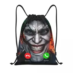 Custom Humor Horror Incoming Call From Evil Jonkler Halloween Fashion Women Men Drawstring Bag Backpack Portable Folding Bag