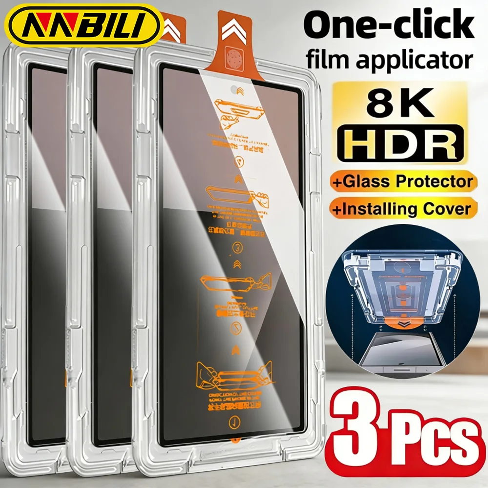 NNBILI 3Pcs for Samsung Galaxy Z Fold 7 6 5 4 3 Screen Protector Fingerprint Toughened Glass Accessories No Dust Easy Kit