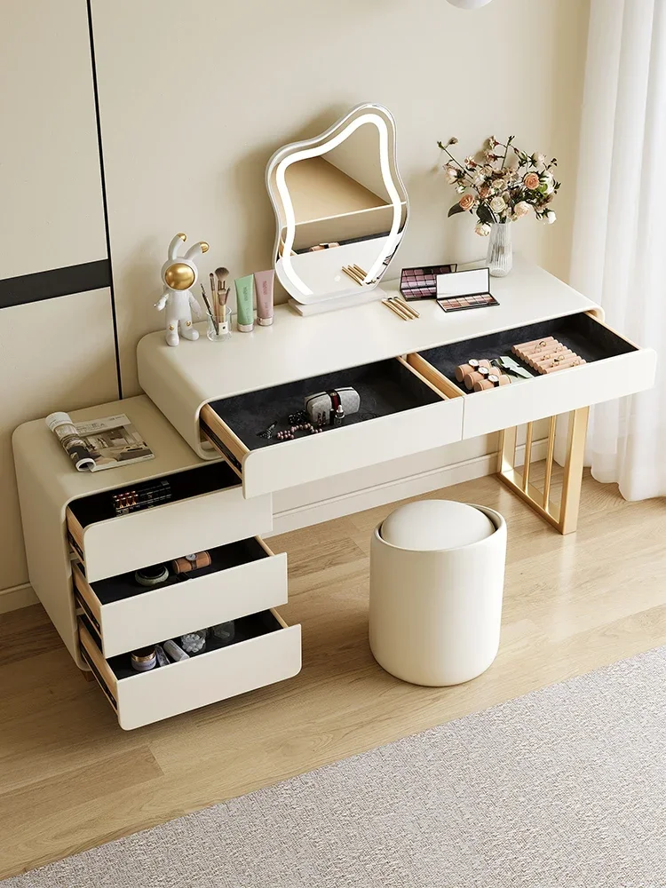 Dressing Table, Bedroom, Modern, Simple, Luxury, Cream Style, Small Unit Storage Cabinet, One Piece, Scalable Mesh Red